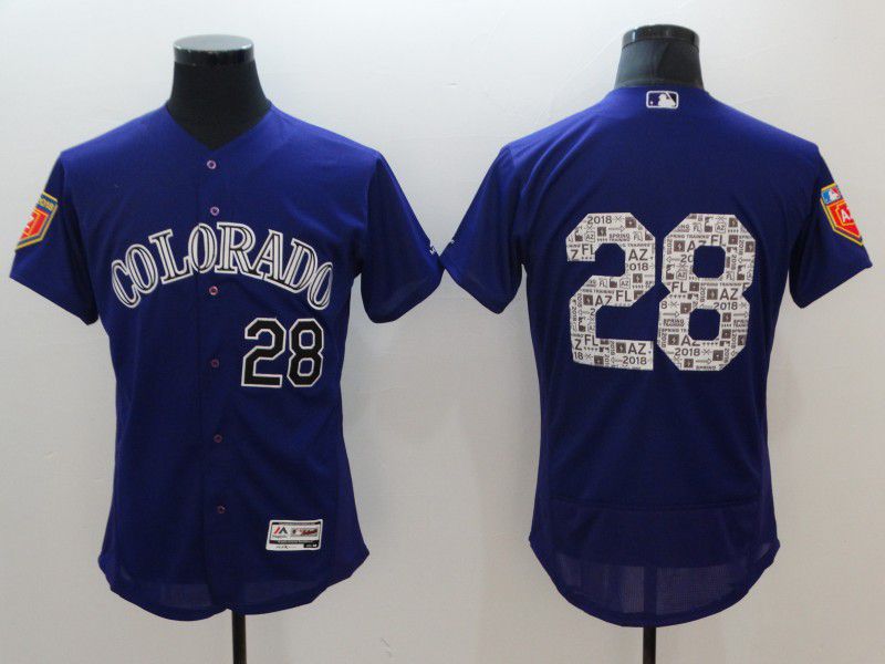 Men Colorado Rockies #28 Arenado Blue Elite Spring Edition MLB Jerseys->chicago cubs->MLB Jersey